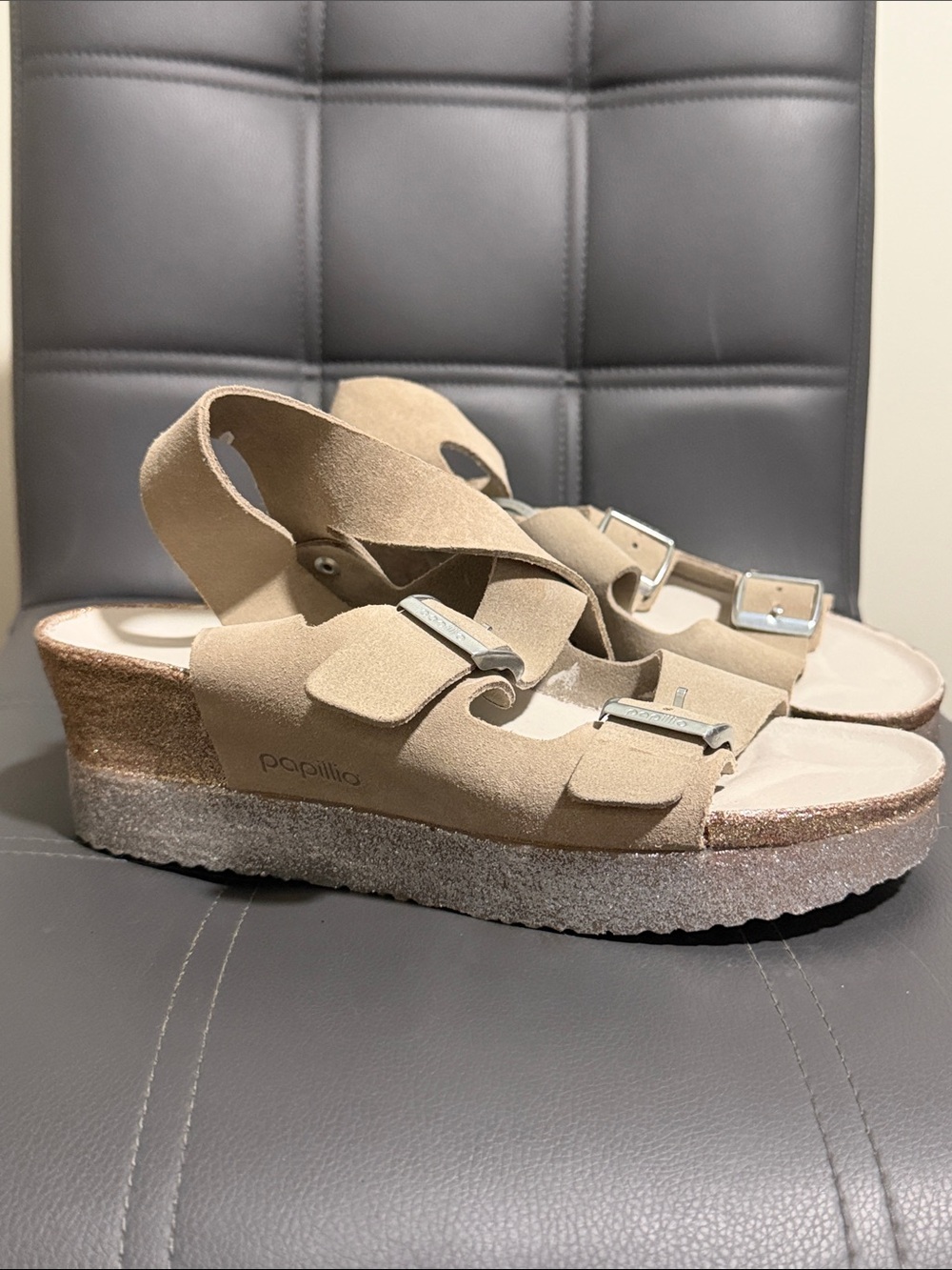 Papillio by Birkenstock Glitter Wedge Sandals Size 8/8.5